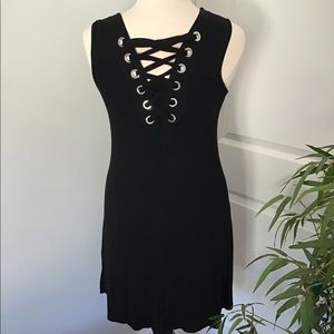CABLE & GAUGE Black tank dress with corset back